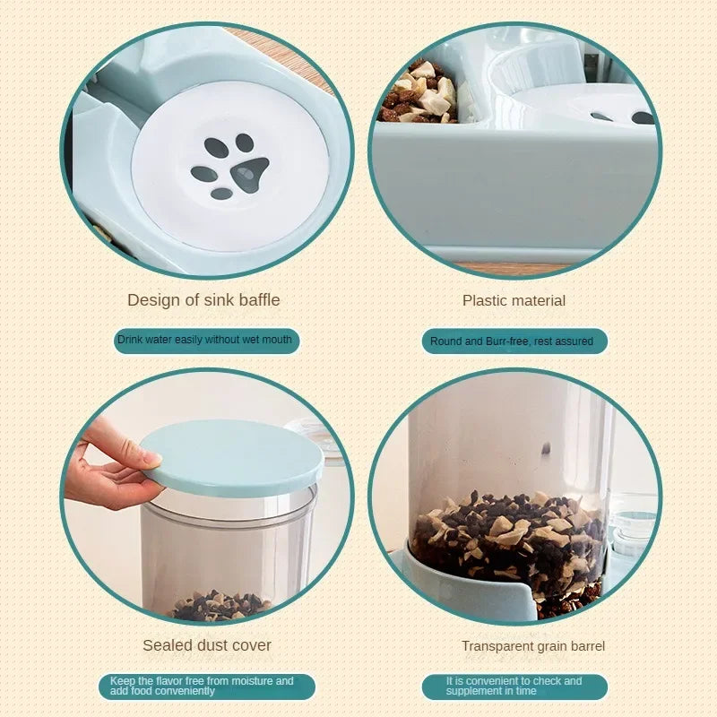 2 In 1 Tilted Automatic Pet Food And Water Feeder Gravity Food Feeder and Waterer