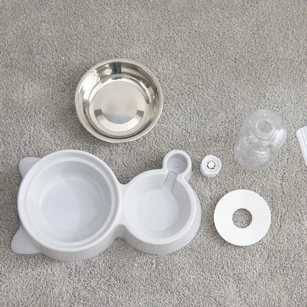 New 2-in-1 Cat Bowl Water Dispenser Automatic Water Storage