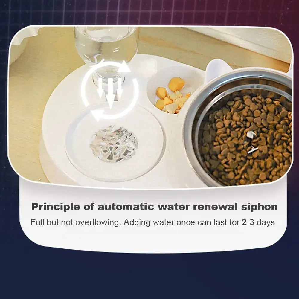 Pet Food Bowl Food Container with Waterer Pet Waterer Feeder