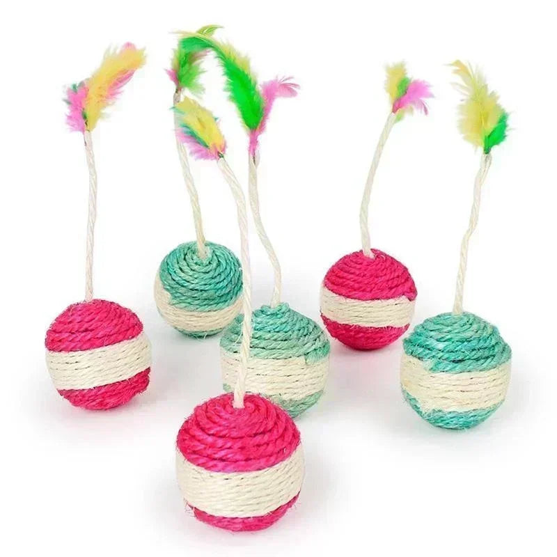 1Pc Cat Toy Sisal Scratching Ball Training Interactive Toy for Kitten
