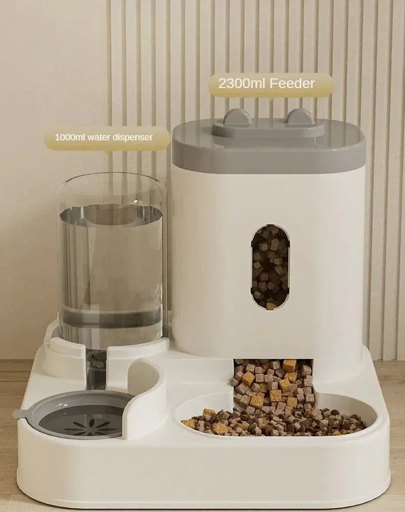 Automatic Feeder Dog Cat Food Bowl With Water Fountain Large Capacity