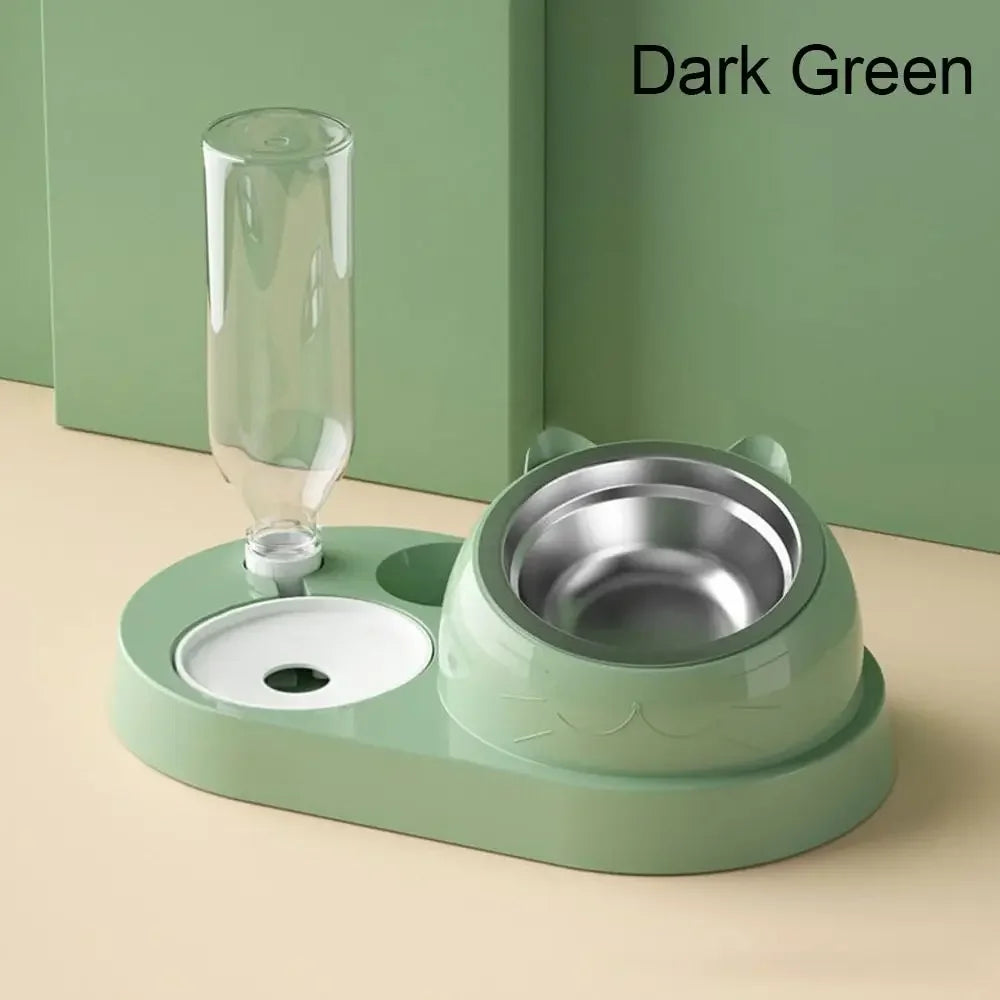 Pet Food Bowl Food Container with Waterer Pet Waterer Feeder