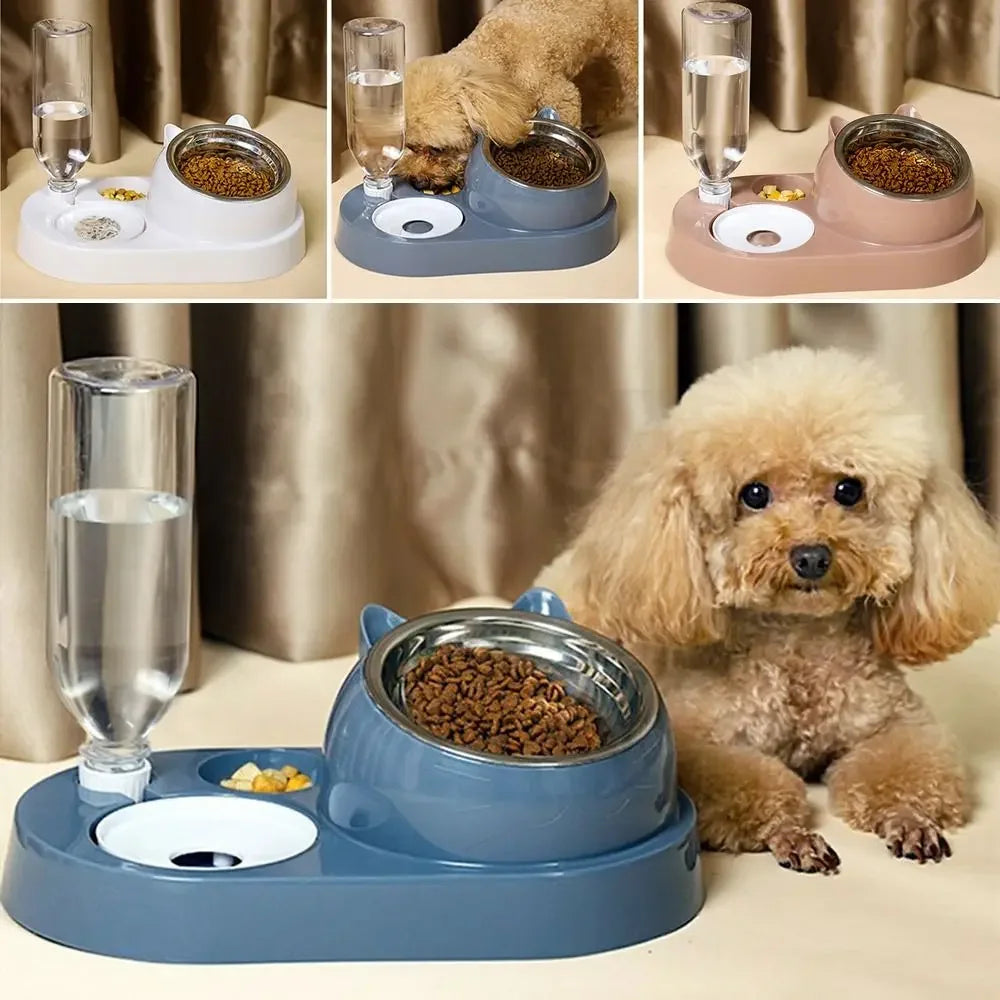 Pet Food Bowl Food Container with Waterer Pet Waterer Feeder