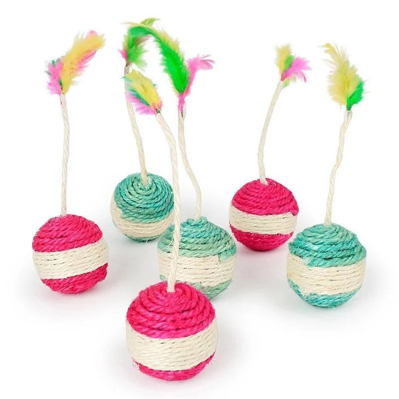 1Pc Cat Toy Sisal Scratching Ball Training Interactive Toy for Kitten