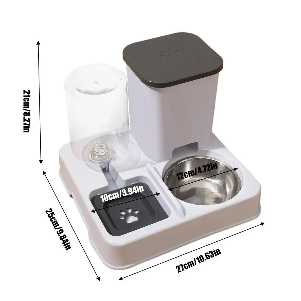 Cat Feeder And Water Dispenser Non-Slip Automatic Drinking Bottle Detachable