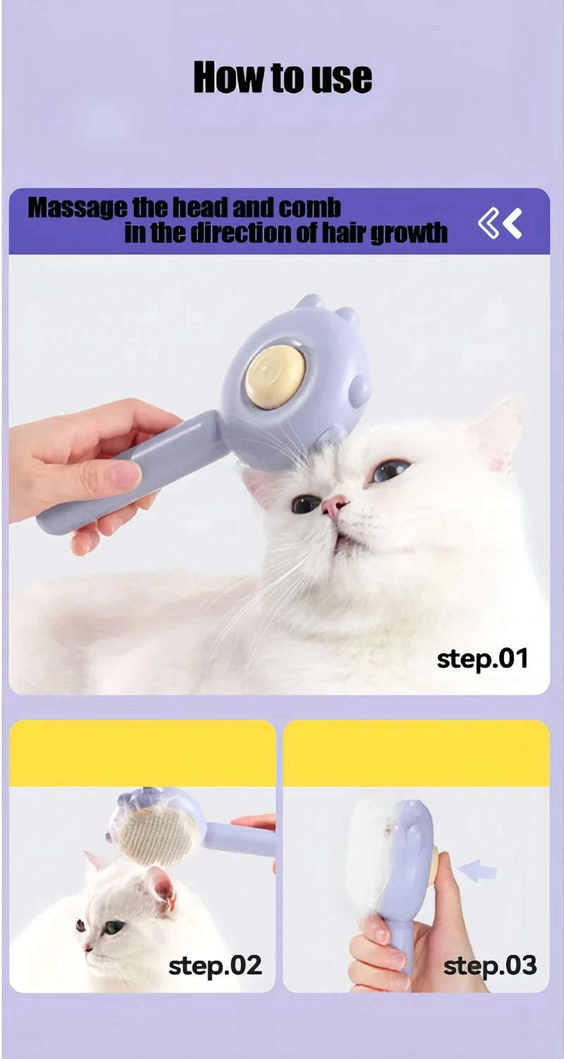 Pet Comb One-Key Hair Removal Cleaning Brush