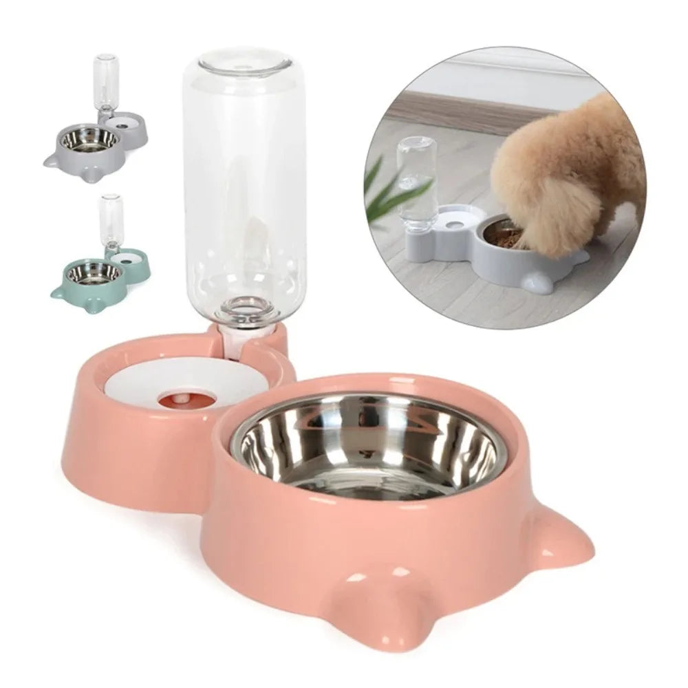New 2-in-1 Cat Bowl Water Dispenser Automatic Water Storage