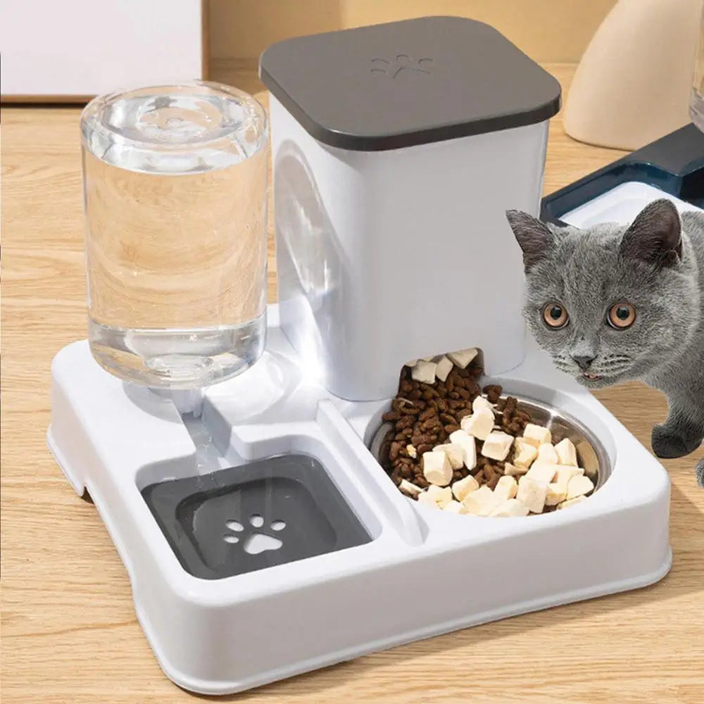 Cat Feeder And Water Dispenser Non-Slip Automatic Drinking Bottle Detachable