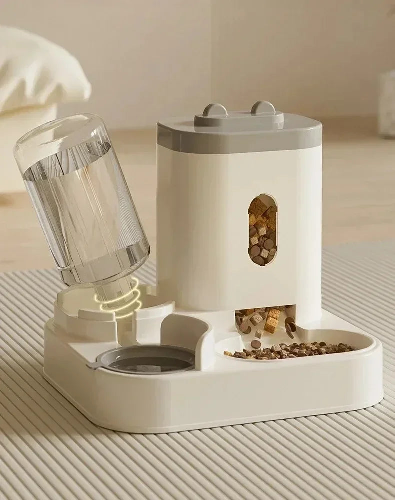 Automatic Feeder Dog Cat Food Bowl With Water Fountain Large Capacity
