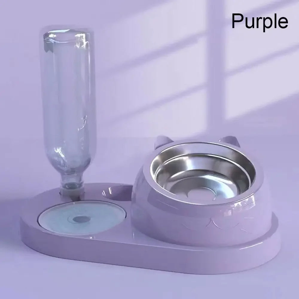 Pet Food Bowl Food Container with Waterer Pet Waterer Feeder