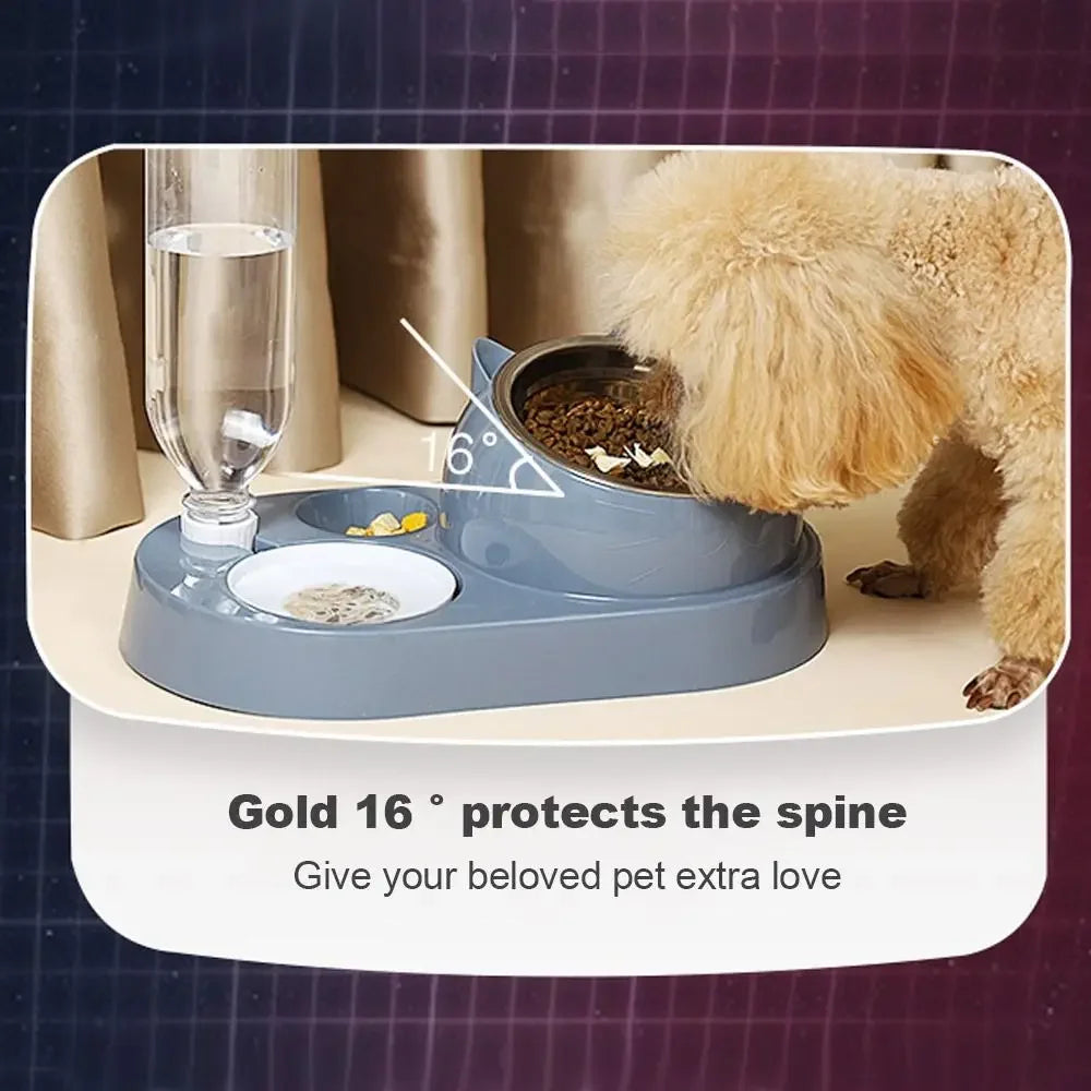 Pet Food Bowl Food Container with Waterer Pet Waterer Feeder