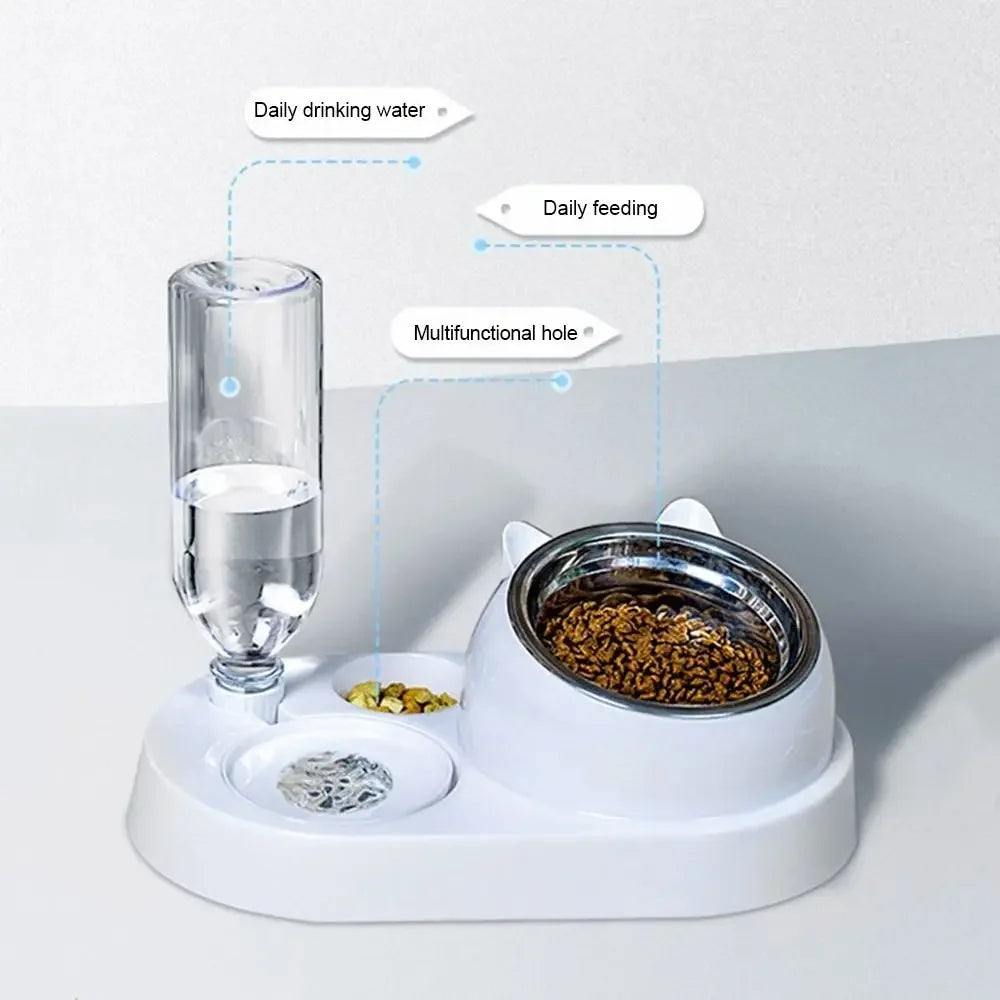 Pet Food Bowl Food Container with Waterer Pet Waterer Feeder