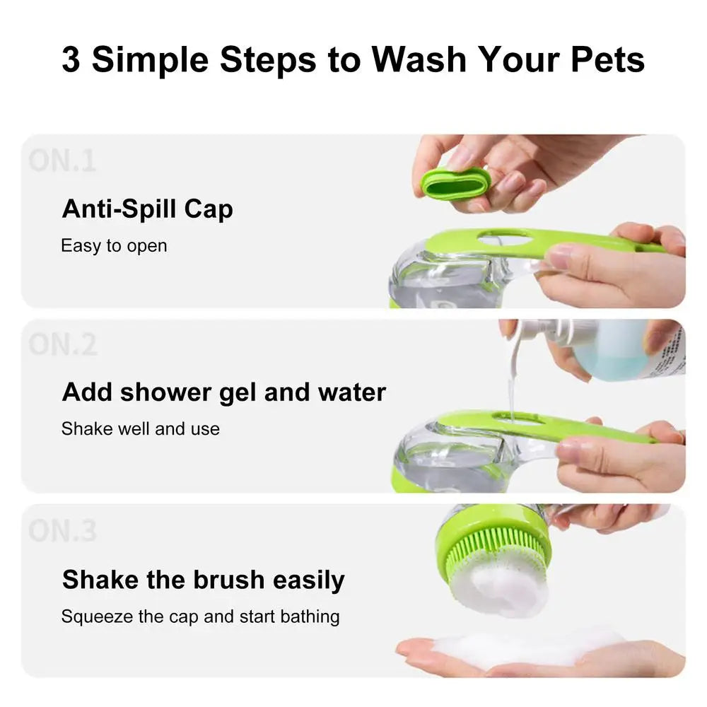 Pets Washing Shampoo Brush With Soap Dispenser Soft Silicone Pet Grooming