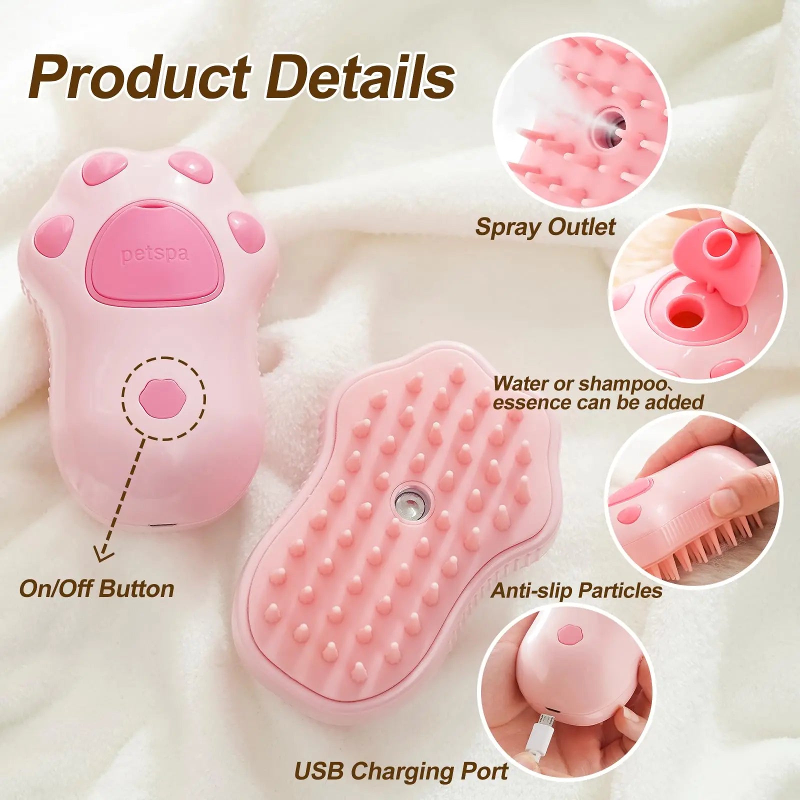 3 in 1 Pet Brush Cat Steam Brush Comb Dog Brush Electric Spray