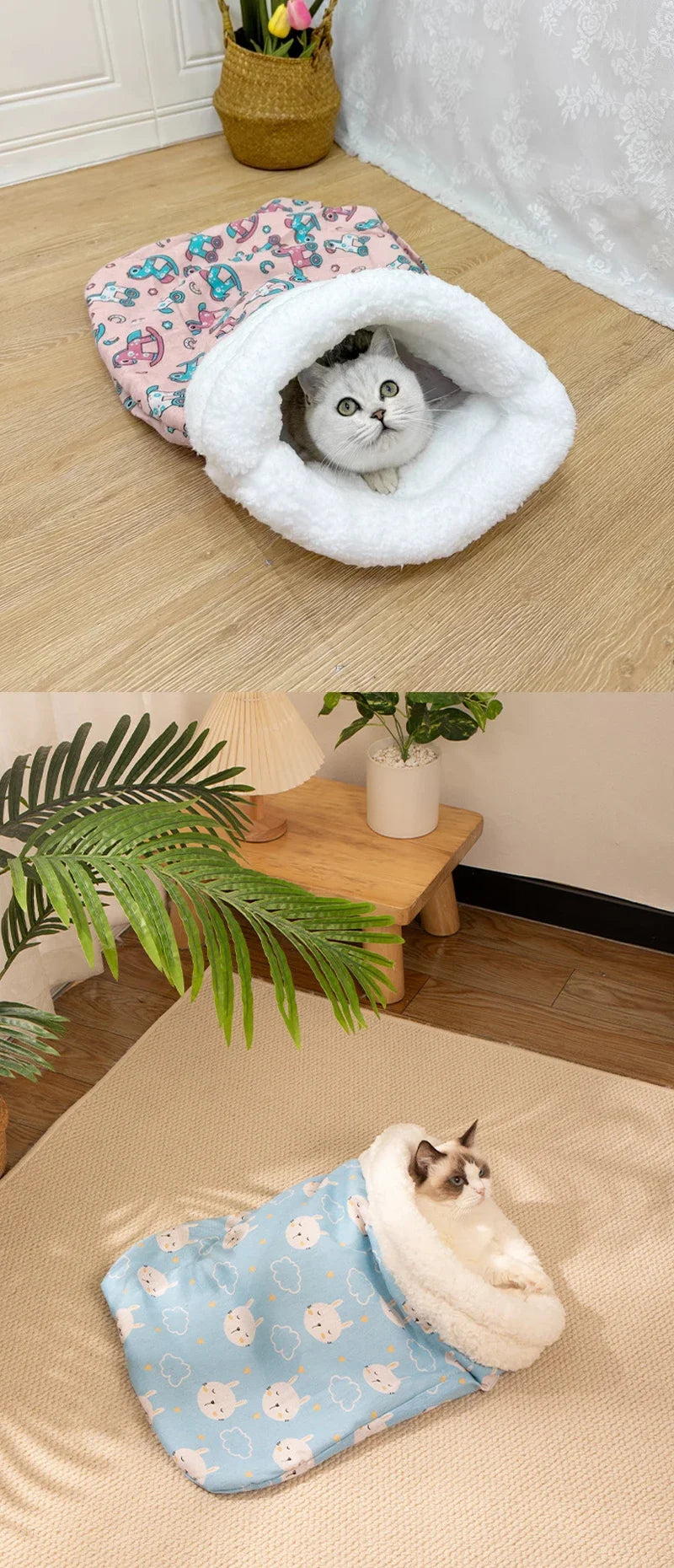 Winter Warm Pet Sleeping Bag Lamb Wool Warm Kitten Nest