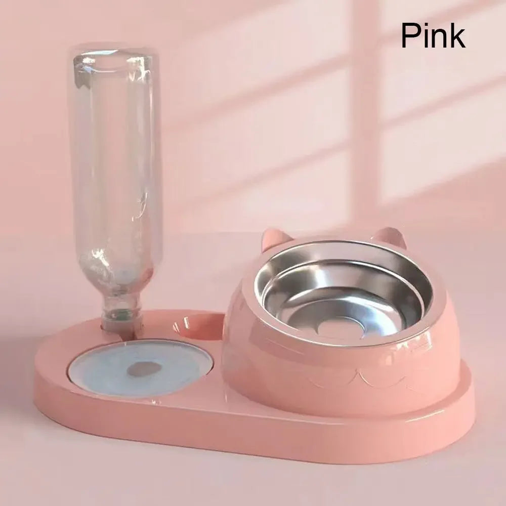 Pet Food Bowl Food Container with Waterer Pet Waterer Feeder