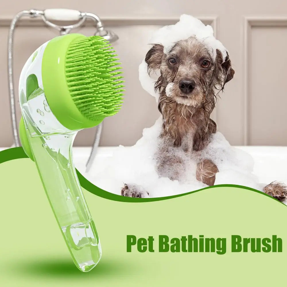 Pets Washing Shampoo Brush With Soap Dispenser Soft Silicone Pet Grooming