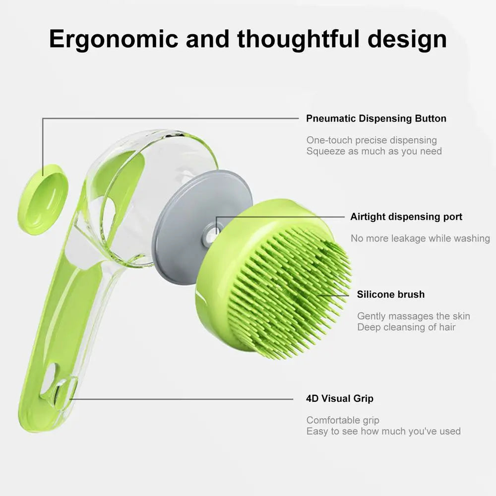 Pets Washing Shampoo Brush With Soap Dispenser Soft Silicone Pet Grooming