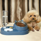Pet Food Bowl Food Container with Waterer Pet Waterer Feeder