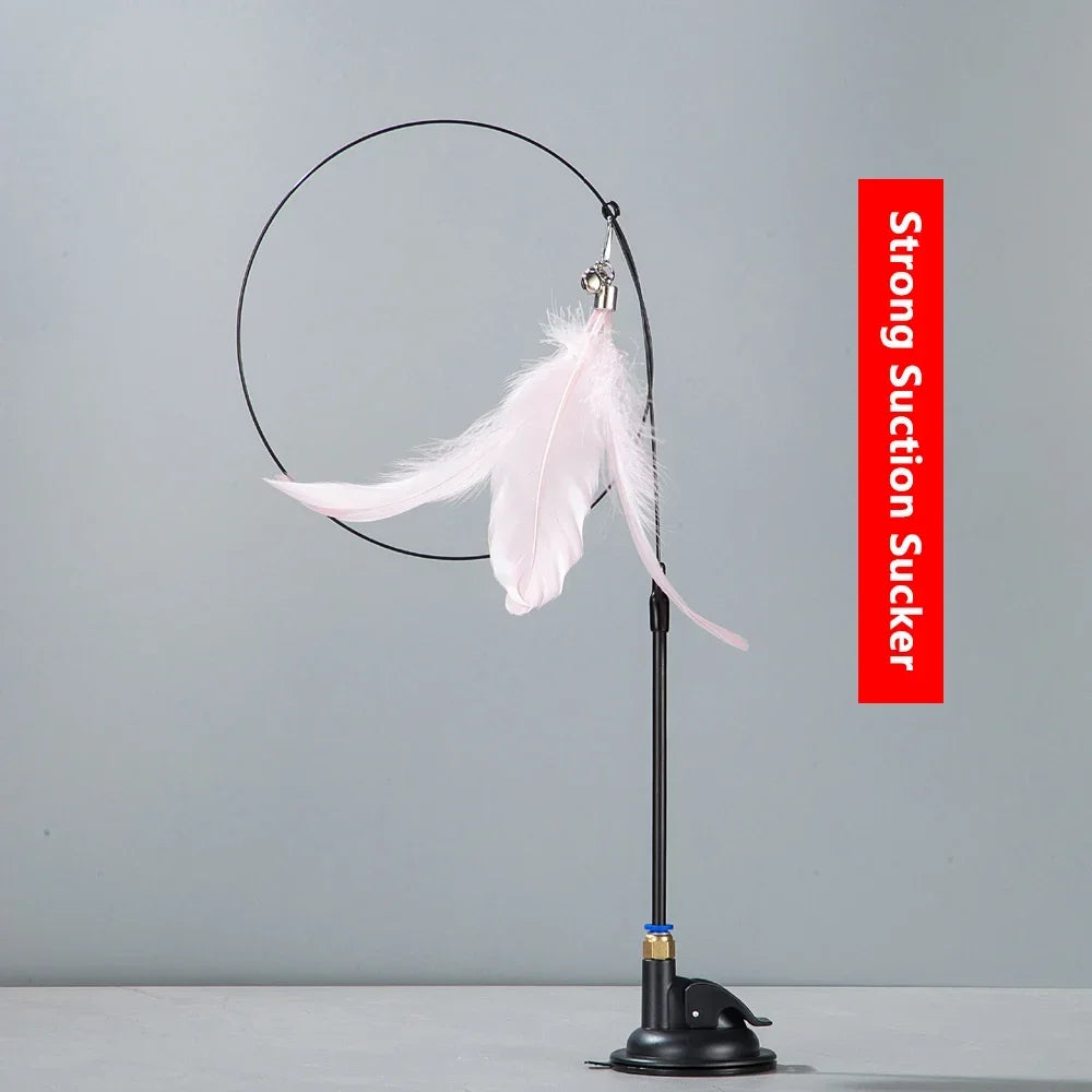 Cat Toy Cat Teaser Stick With Bell Extended Rod Suction Cup