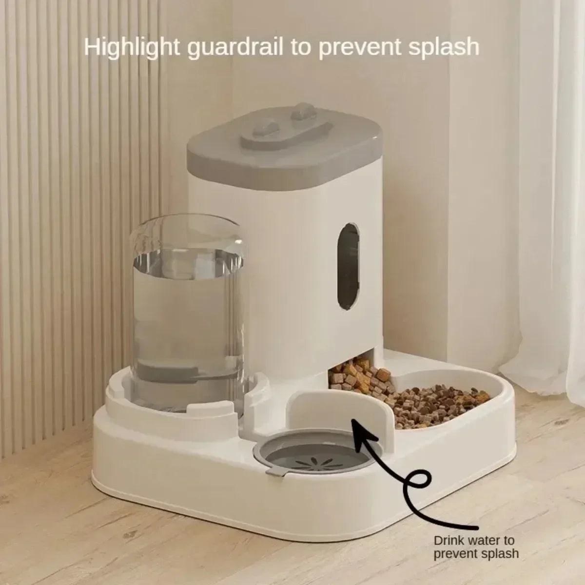 Automatic Feeder Dog Cat Food Bowl With Water Fountain Large Capacity