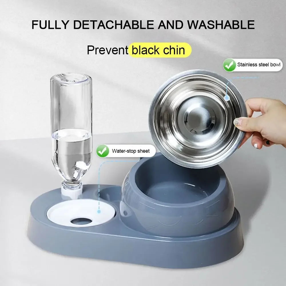 Pet Food Bowl Food Container with Waterer Pet Waterer Feeder
