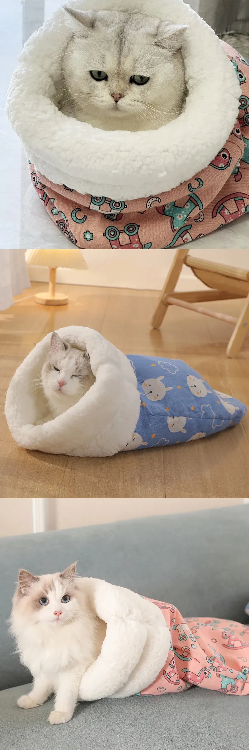 Winter Warm Pet Sleeping Bag Lamb Wool Warm Kitten Nest