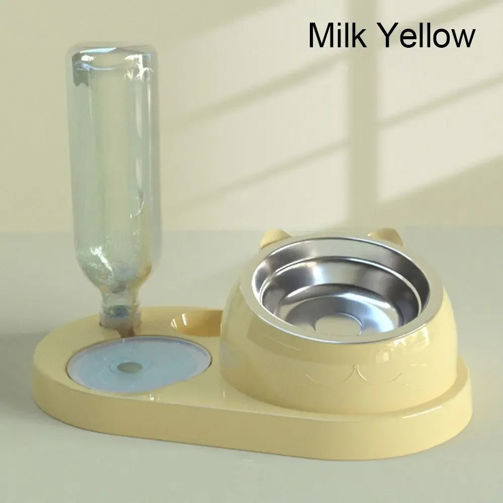 Pet Food Bowl Food Container with Waterer Pet Waterer Feeder
